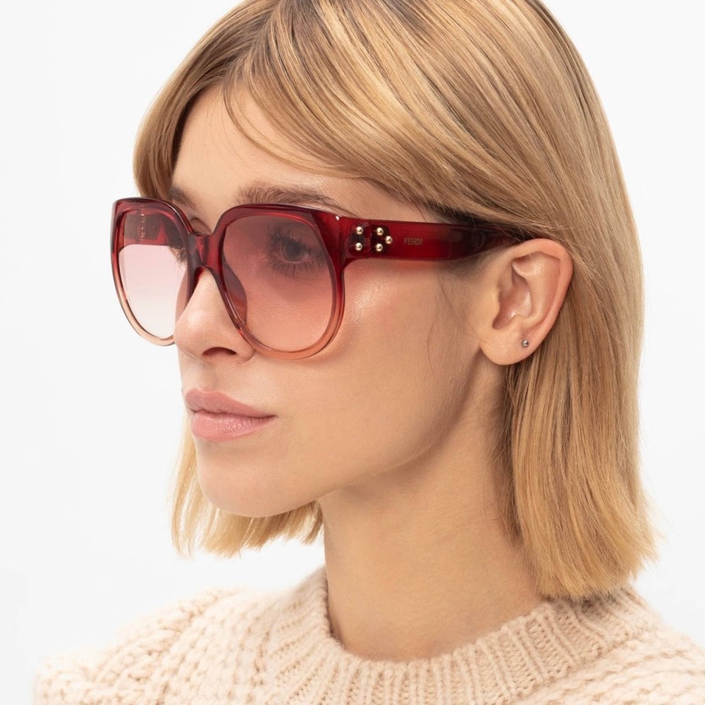 NWT Fendi 0403GS Transparent Brown Square 60mm Sunglasses